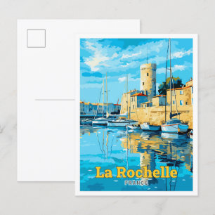 Cartão Postal Ilustração de La Rochelle France Viagem Vintage