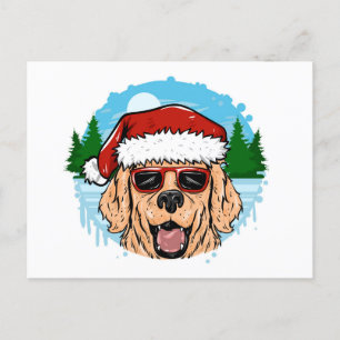 Cartão Postal Ilustração de labrador Retriever santa claus