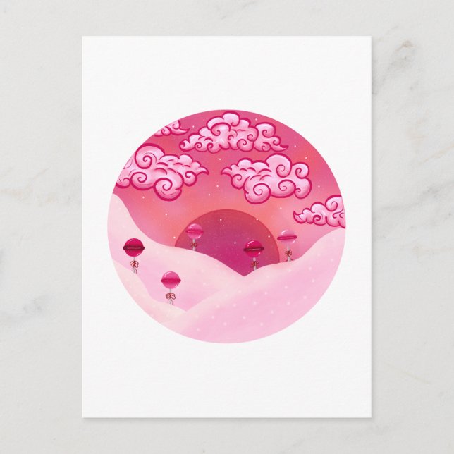 Cartão Postal Ilustração de lipops e nuvens bonito (Frente)
