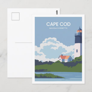 Cartão Postal Ilustração de local de viagem Cape Cod Massachuset