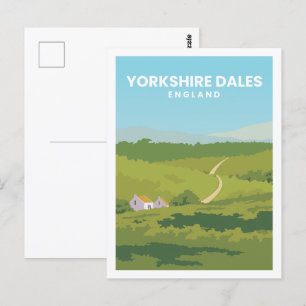 Cartão Postal Ilustração de local de viagem Yorkshire Dales Ingl
