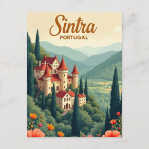 Cartão Postal Ilustração de lugar de viagem vintage Sintra Portu