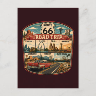 Cartão Postal Ilustração de Marcas de Pontos Turísticos da Rota