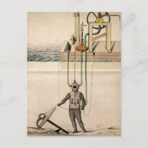 Cartão Postal Ilustração de mergulho vintage