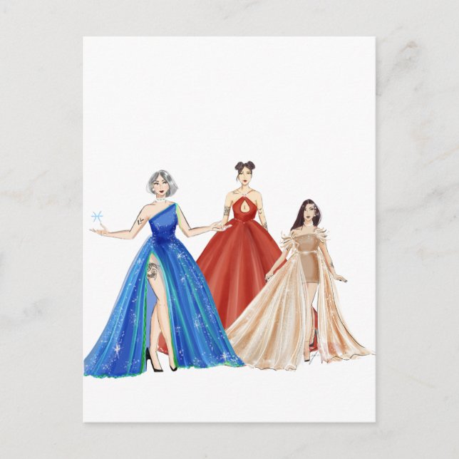 Cartão Postal Ilustração de moda (Frente)