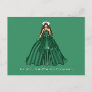Cartão Postal Ilustração de Moda da Deusa Capricórnio Feminina