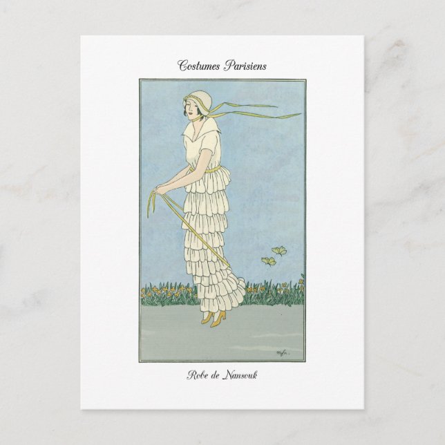 Cartão Postal Ilustração de Moda de Arte Fina Barbier Robe Nanso (Frente)