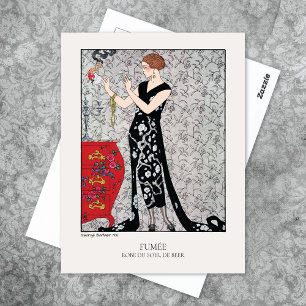 Cartão Postal Ilustração de Moda Deco de Arte de Barbier Smoke
