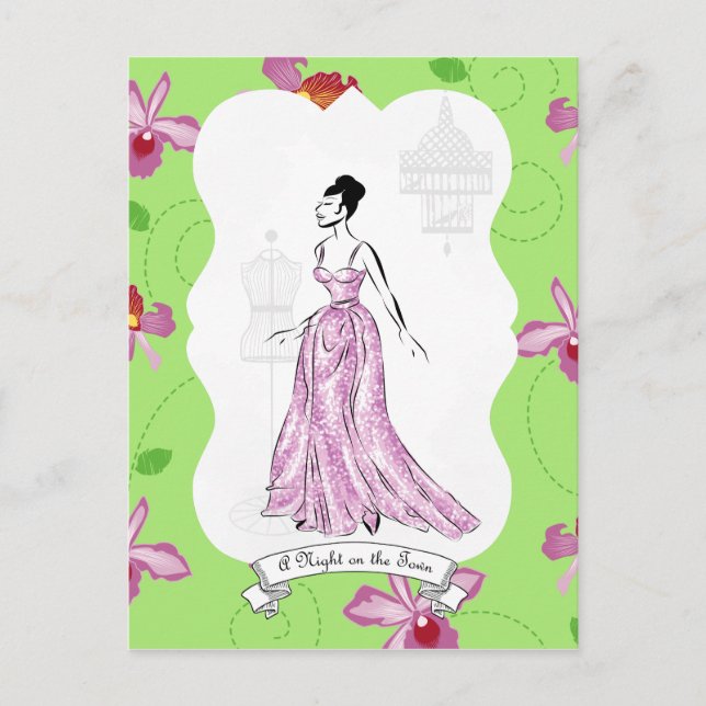 Cartão Postal Ilustração de Moda Fois à Paris (Frente)