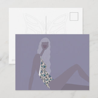 Cartão Postal Ilustração de Moda Mulher Chic Roxo Arte Moderna