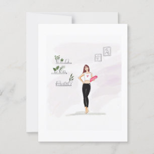 Cartão Postal ilustração de moda, trabalho de arte feminino,
