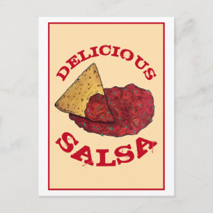 Cartão Postal Ilustração de Nachos com Salsa de Tomate Deliciosa
