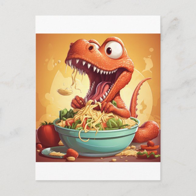 Cartão Postal Ilustração de Noodles Dinossauros (Frente)