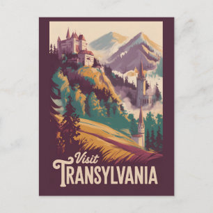 Cartão Postal Ilustração de Paisagem da Transilvânia Arte de Via
