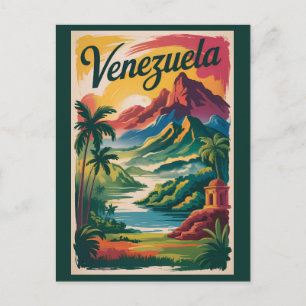 Cartão Postal Ilustração de Paisagem da Venezuela Arte de Viagem
