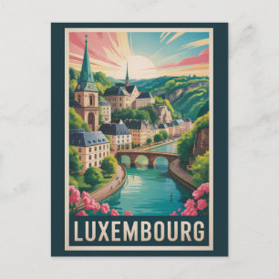 Cartão Postal Ilustração de Paisagem de Luxemburgo Arte de Viage