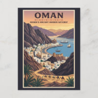 Ilustração de Paisagem de Omã Arte de Viagem Vinta