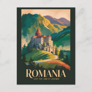 Cartão Postal Ilustração de Paisagem do Castelo da Romênia Arte