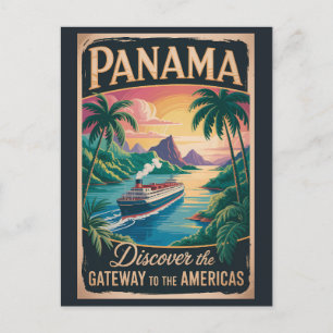 Cartão Postal Ilustração de Paisagem do Panamá Arte de Viagem Vi