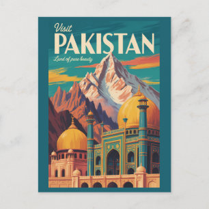 Cartão Postal Ilustração de Paisagem do Paquistão Arte de Viagem
