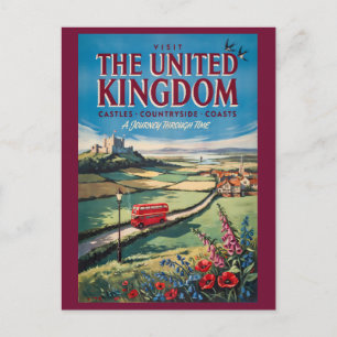 Cartão Postal Ilustração de Paisagem do Reino Unido Viagem Arte