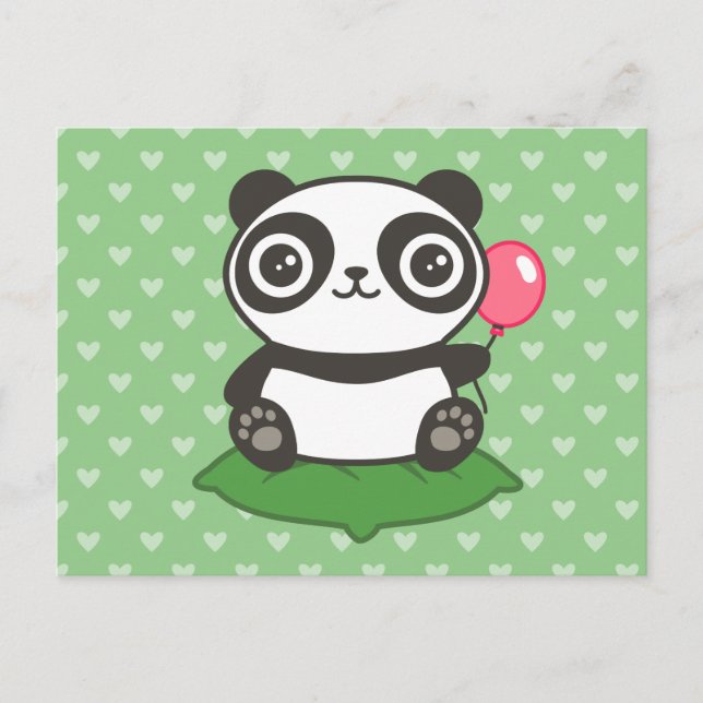 Cartão Postal Ilustração de Panda Bonita (Frente)