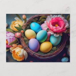 Cartão Postal Ilustração de Páscoa Vibrante Elegante Festiva