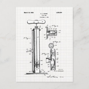 Cartão Postal Ilustração de Patente de Bomba de Pneus de Vinta