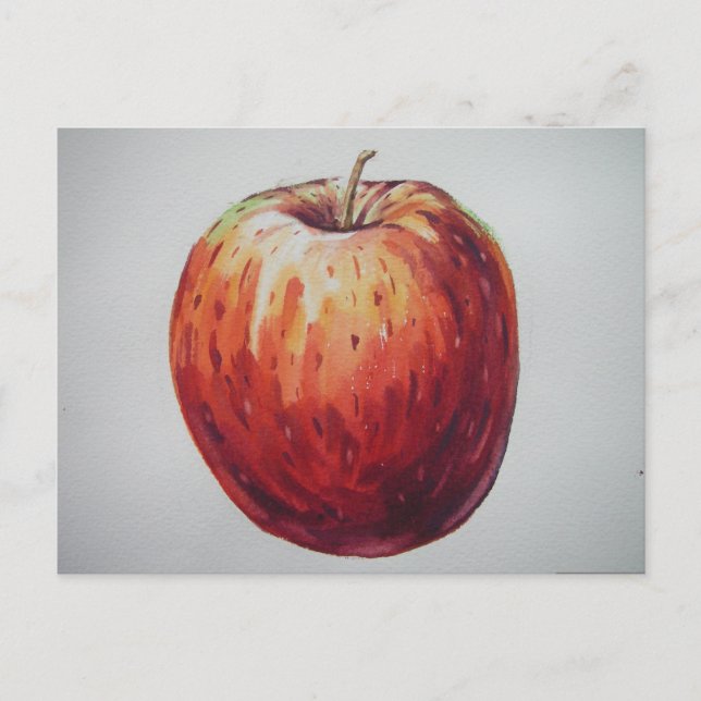 Cartão Postal Ilustração de pintura de Fruta de Maçã Doce (Frente)