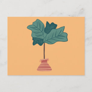 Cartão Postal Ilustração de Planta de Vaso Verde da Figueira Rab