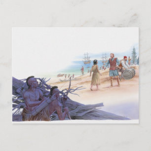 Cartão Postal Ilustração de Pocahontas conversando com o Capitão