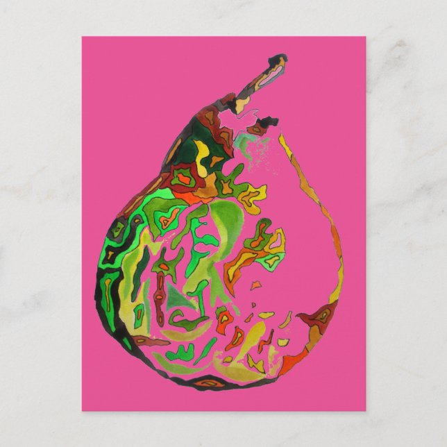 Cartão Postal Ilustração de pop de de fruta de pintura de pera (Frente)