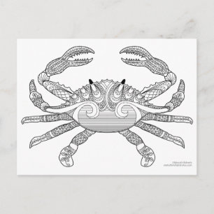Cartão Postal Ilustração de Porte Zen Náutica do Caranguejo Colo