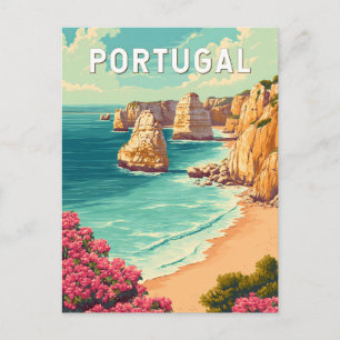 Cartão Postal Ilustração de Portugal Viagem Arte Vintage