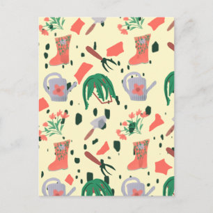 Cartão Postal Ilustração de Rabiscos de Jardim de Primavera