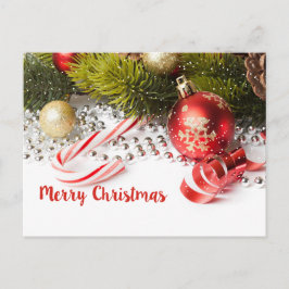 Cartão Postal Ilustração De Ramificação De Pinheiro Verde E Lant