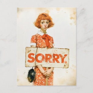 Cartão Postal Ilustração de retrato de desculpas vintage