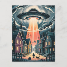 Ilustração de Rua Noturna de Abdução por OVNI