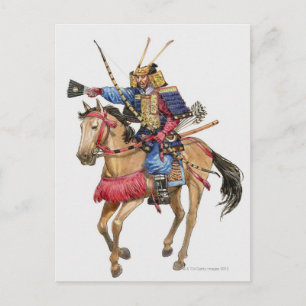 Cartão Postal Ilustração de Samurai em cavalo