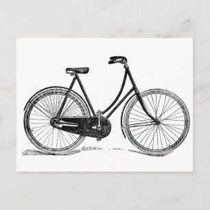 Cartão Postal Ilustração de Silhueta de Bicicleta Antica Vinta
