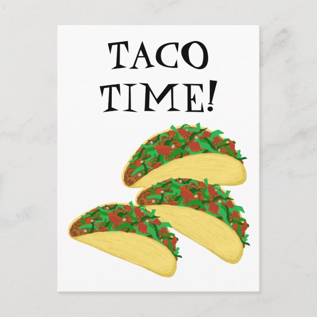 Cartão Postal Ilustração de Tacos Deliciosos Tacos do TEMPO TACO (Frente)