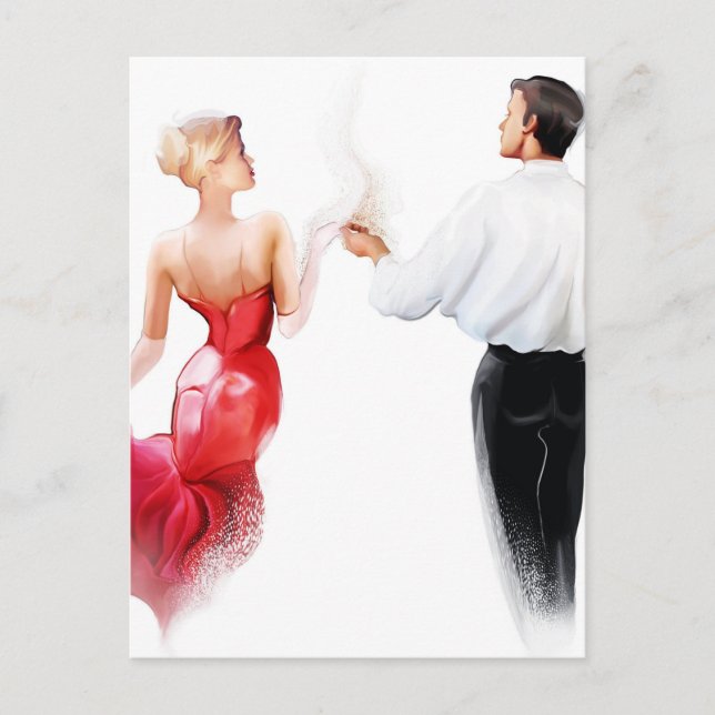 Cartão Postal Ilustração de tango casal dançante (Frente)