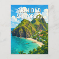 Ilustração de Trinidad e Tobago Viagem Arte Retro