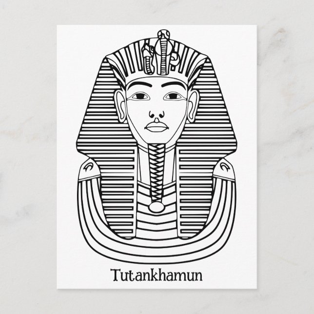 Cartão Postal Ilustração de Tutankhamun (Frente)