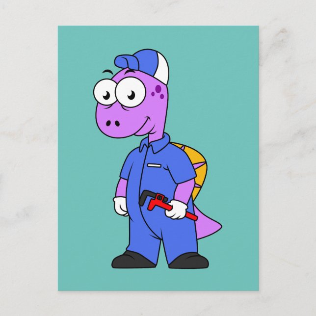 Cartão Postal Ilustração De Um Canalizador De Espinossauro. (Frente)