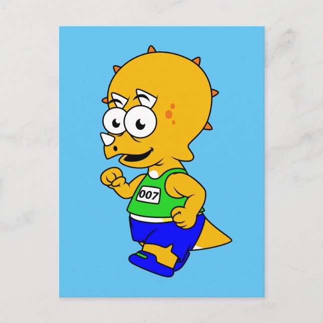 Cartão Postal Ilustração De Um Corredor De Tricerátops. (Frente)