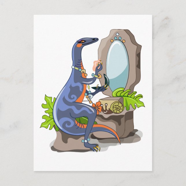 Cartão Postal Ilustração De Um Iguanodon Colocando Na Composição (Frente)