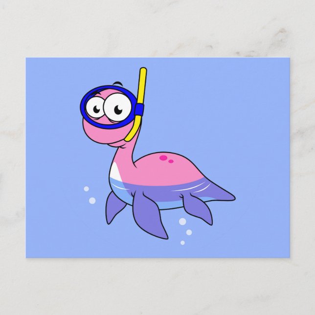 Cartão Postal Ilustração De Um Monstro De Snorkeling Loch Ness. (Frente)