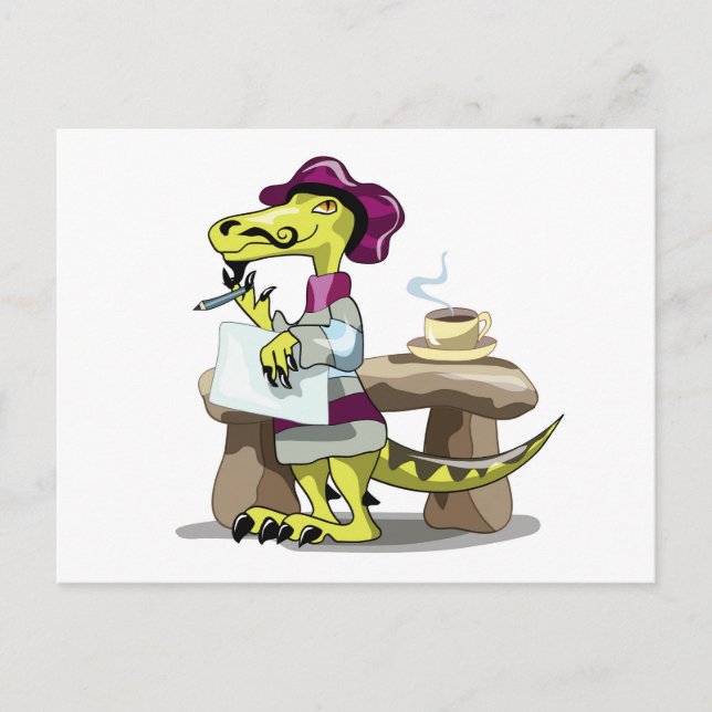 Cartão Postal Ilustração de um poeta raptor de desenho animado p (Frente)