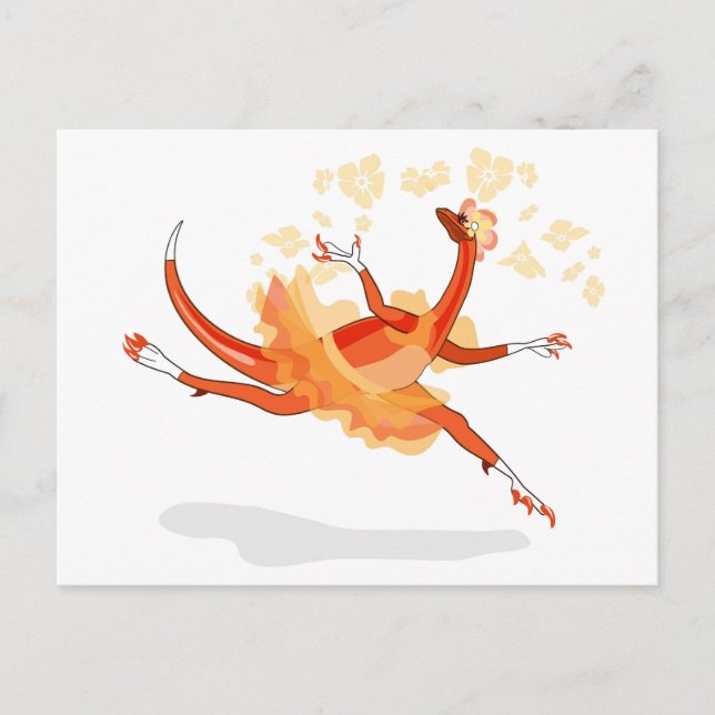 Cartão Postal Ilustração De Um Raptor De Ballerina. 2 (Frente)